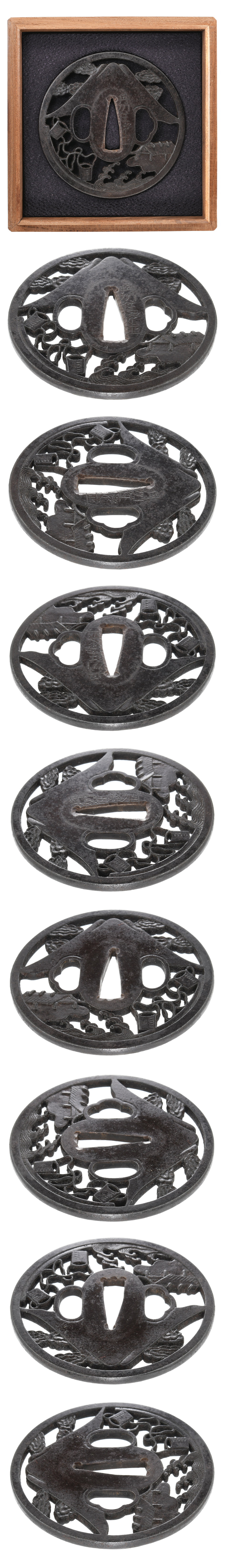 鍔 銘 丹州住定正 富嶽汐汲透図鍔 (TU-031124)｜刀・日本刀の販売なら