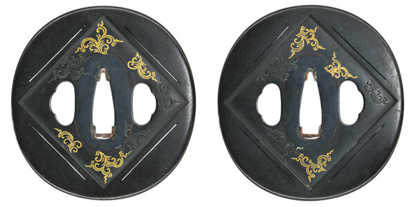 鍔 無銘 埋忠 菱唐草図鍔 (TU-021222)｜刀・日本刀の販売なら日本刀