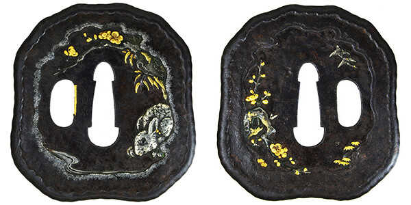 鍔 銘 寿景 梅樹に兎図鍔(TU-030515)｜刀・日本刀の販売なら日本刀専門