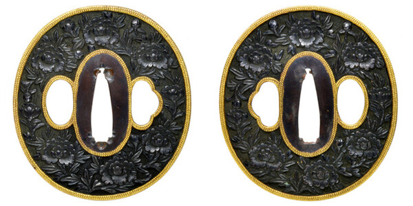 鍔 美濃 牡丹尽図 保存刀装具鑑定書（TU-050719)｜刀・日本刀の販売