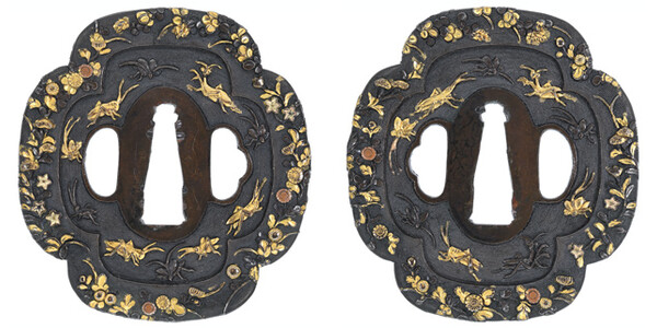 鍔 無銘 後代美濃 秋草に虫図鍔 (TU-081024)｜刀・日本刀の販売なら