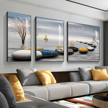 壁飾り,現代風,キャンバス絵画 顺吉祥利石来运转客厅画沙发背景画轻奢