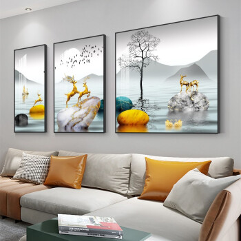 壁飾り,現代風,キャンバス絵画 顺吉祥利石来运转客厅画沙发背景画轻奢