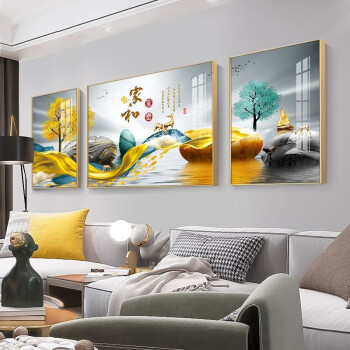 正方形 絵画,キャンバス絵画,部屋 墨派 客厅装飾画現代単純沙发背景