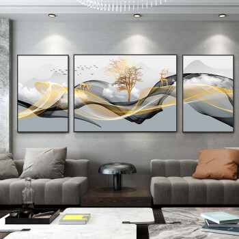 正方形 絵画,キャンバス絵画,部屋 墨派 客厅装飾画現代単純沙发背景