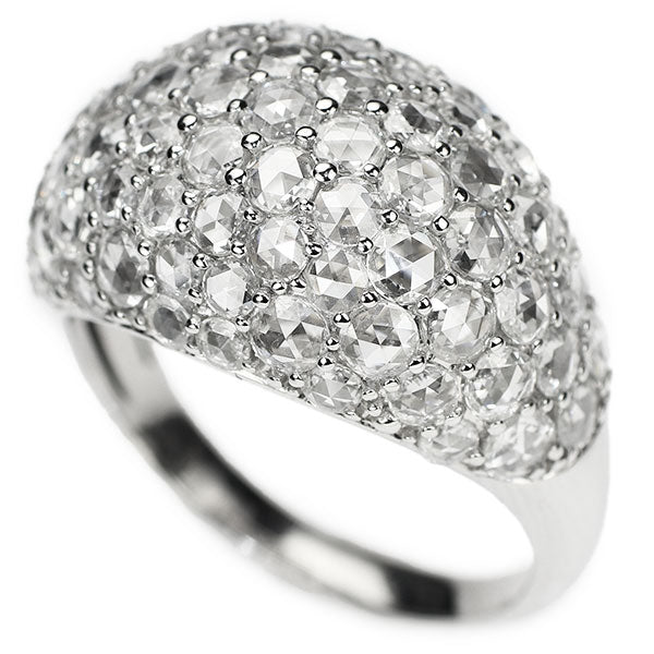 K18WG ローズカット ダイヤモンド リング 2.55ct ハニカムセッティング