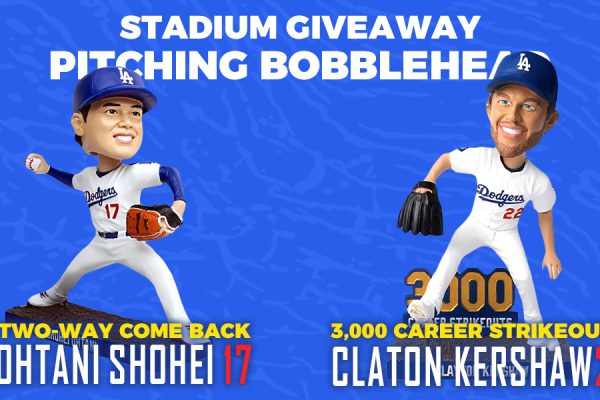 球場配布限定ボブルヘッド！クレイトン・カーショーの通算3,000奪三振