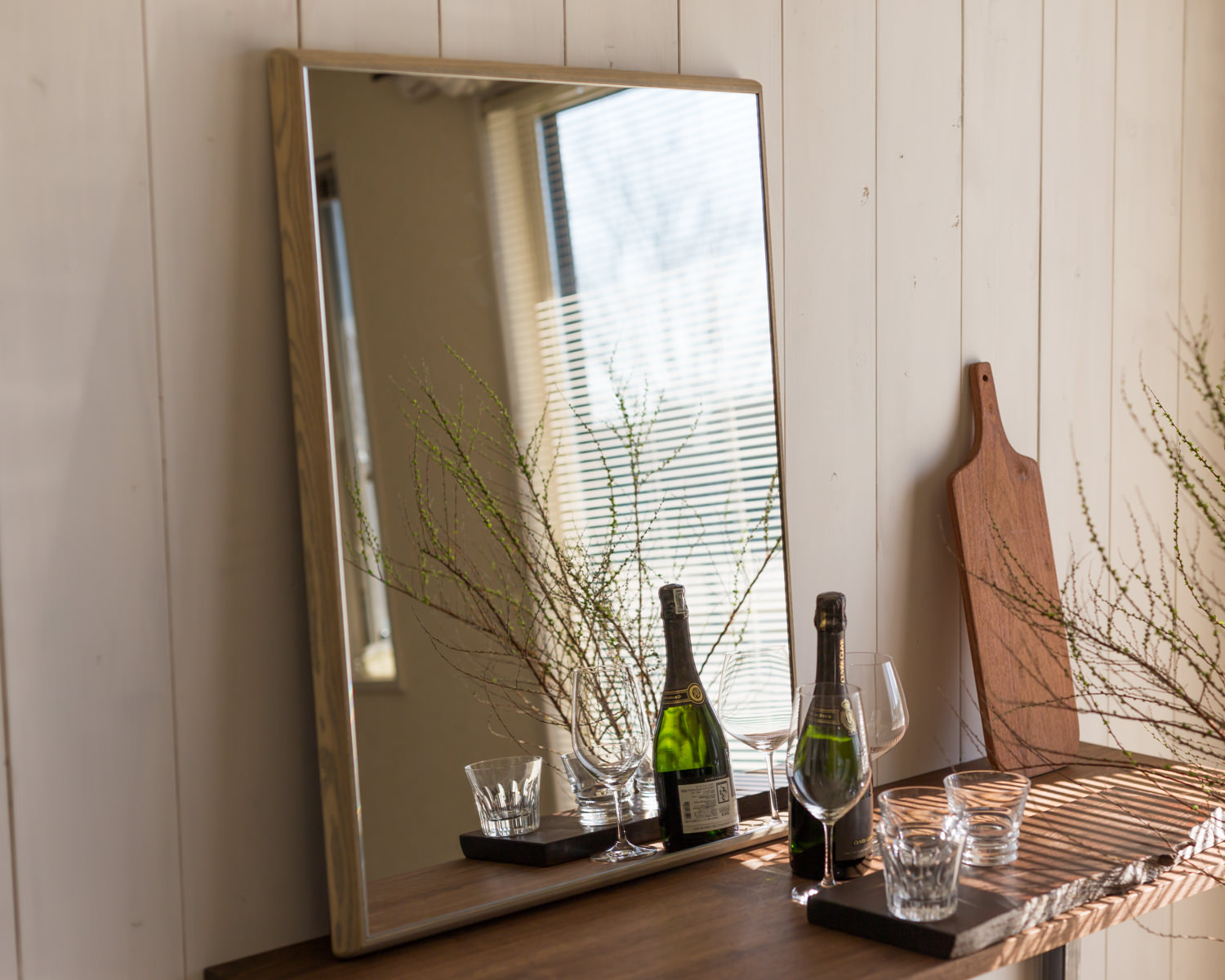 ステラ ウォールミラー ホワイトアッシュ W44×44 壁掛け 全身 鏡