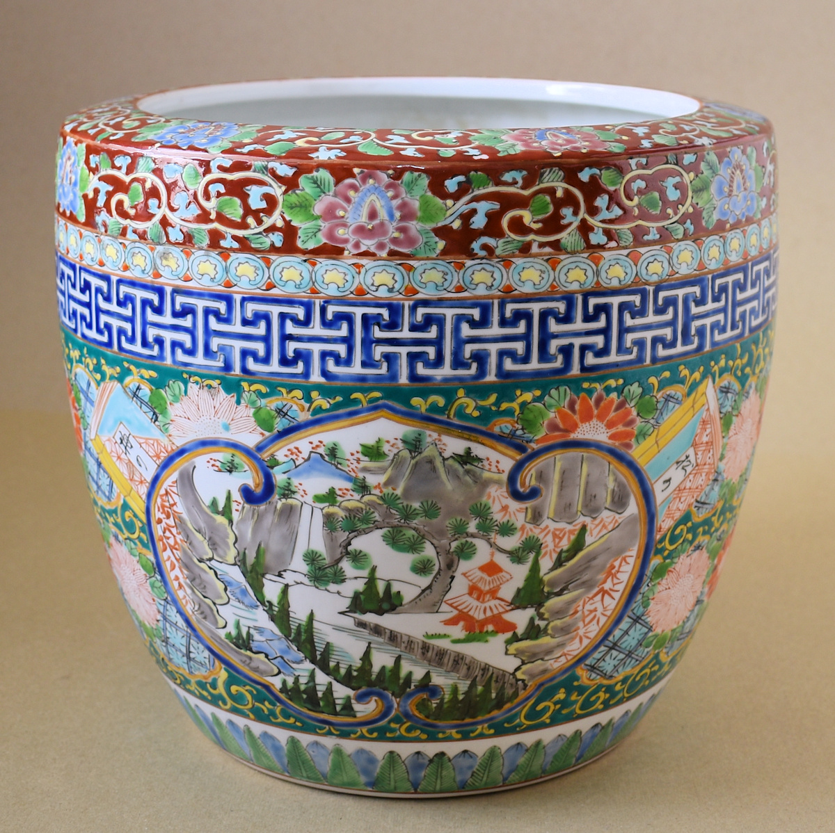 火鉢と炭道具の販売 骨董 斎明堂 / 染付火鉢（小型）