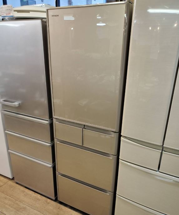 ☆HITACHI 日立 401L 5ドア 冷蔵庫 R-S40K ライトゴールド ガラス