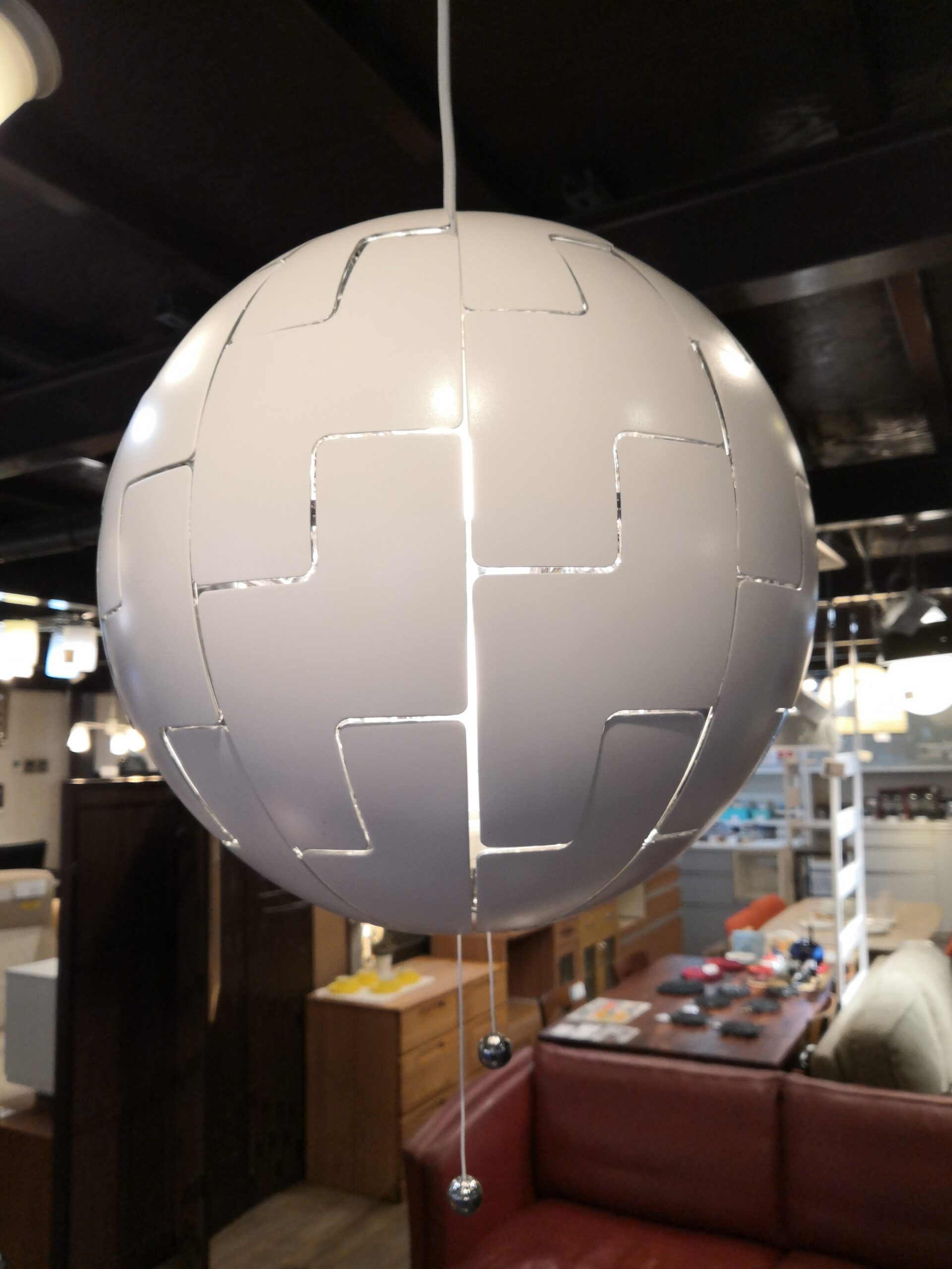 中古品】 IKEA イケア 照明器具 ペンダントライト シルバー ホワイト