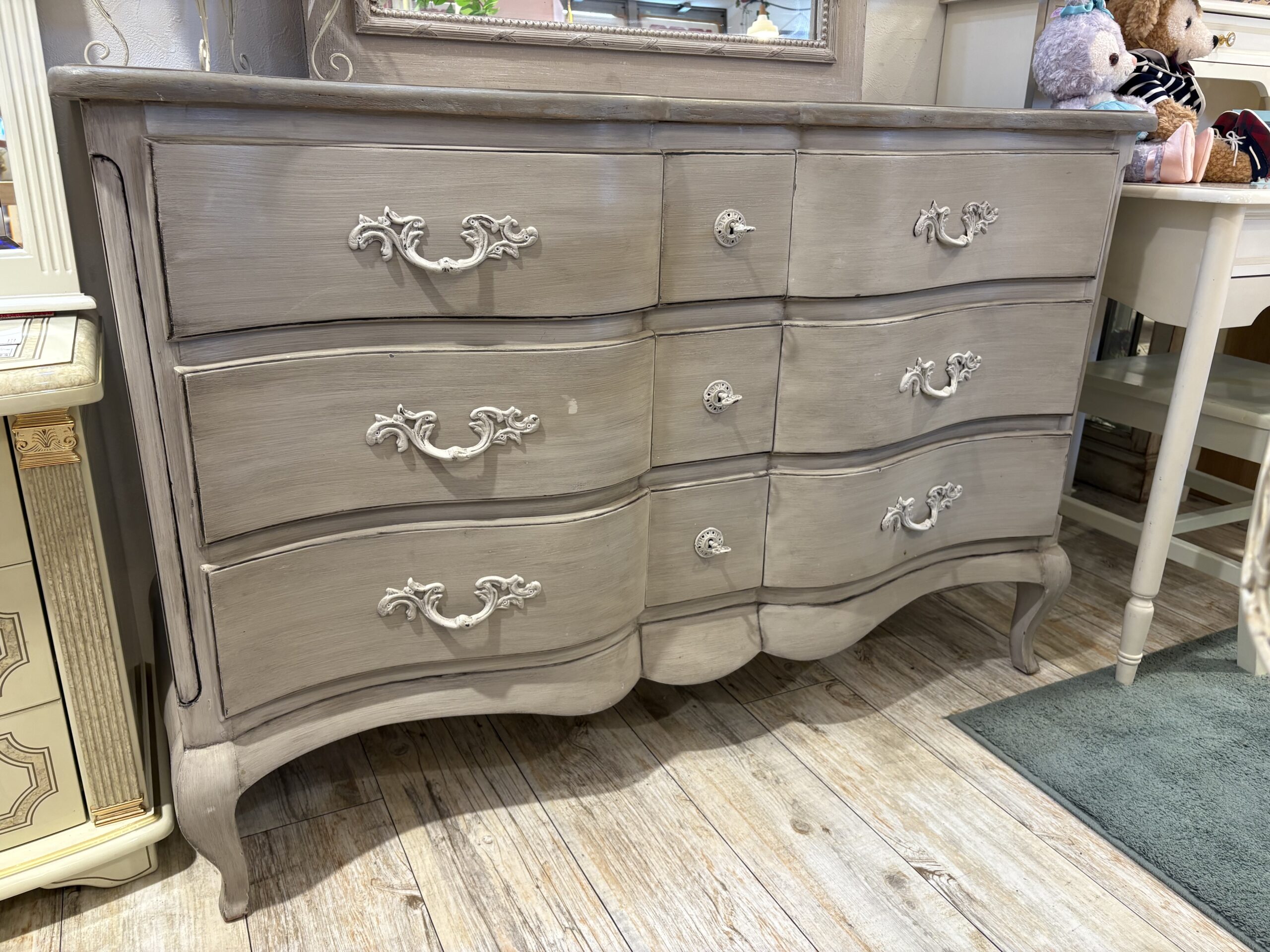 中古品】 チェスト＆ミラーセット BLANC D'IVOIRE ブランディボワール