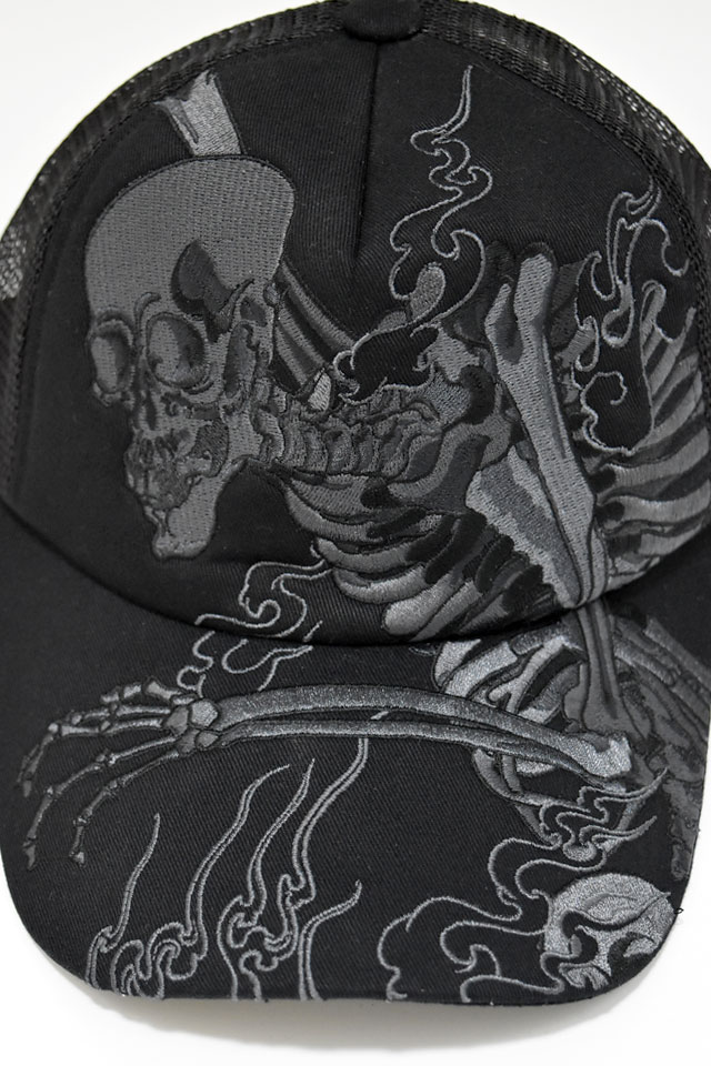 刺繍メッシュキャップ 絡繰魂 252857 和柄 和風 帽子 がしゃ髑髏