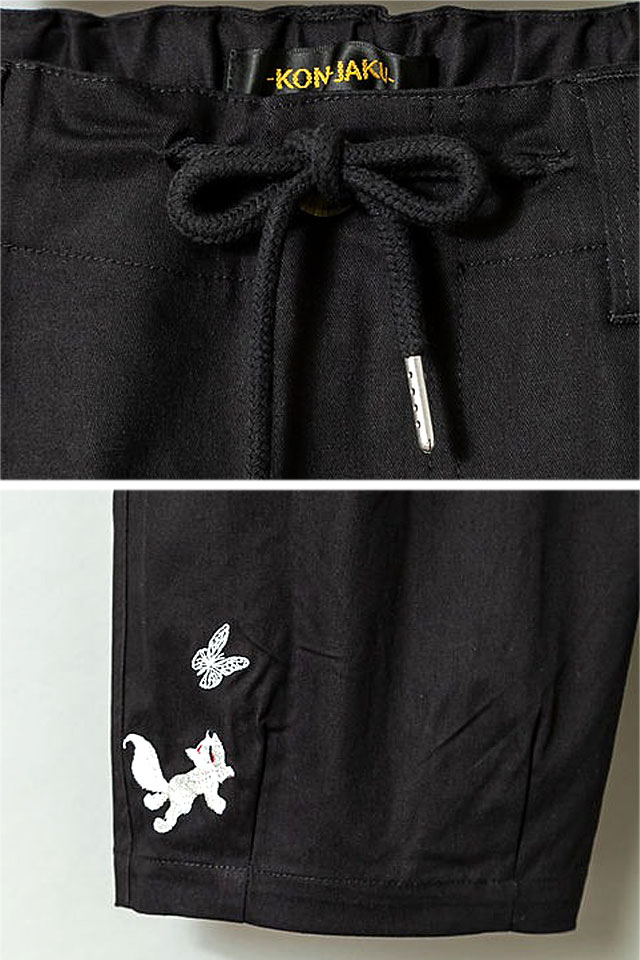 不思議な毛糸総刺繍バルーンパンツ 今昔 KJ-29209 和柄 和風 狐 きつね