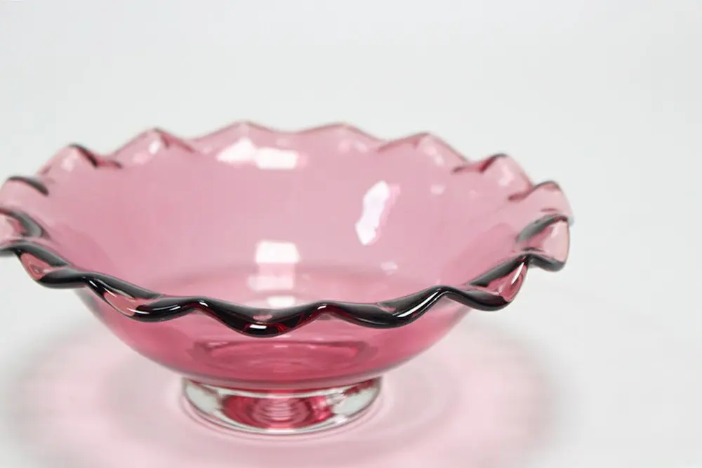 アンティークグランベリーガラスボウル イギリス 独特な赤い色のガラス