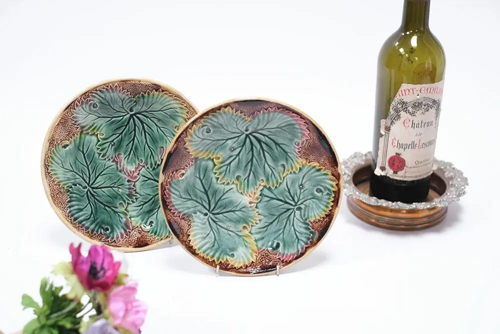 アンティーク バルボティーヌプレート 葡萄の葉 フランスロレーヌの