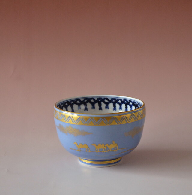 Antique Sam's Collection 五山窯 林淡幽作 藍彩金襴手茶碗