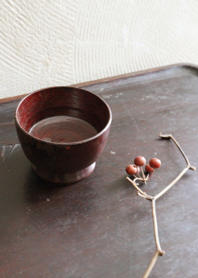 李朝 木盃 祭器 高坏 木杯 酒器 直径84mmAntique Sam's Collection