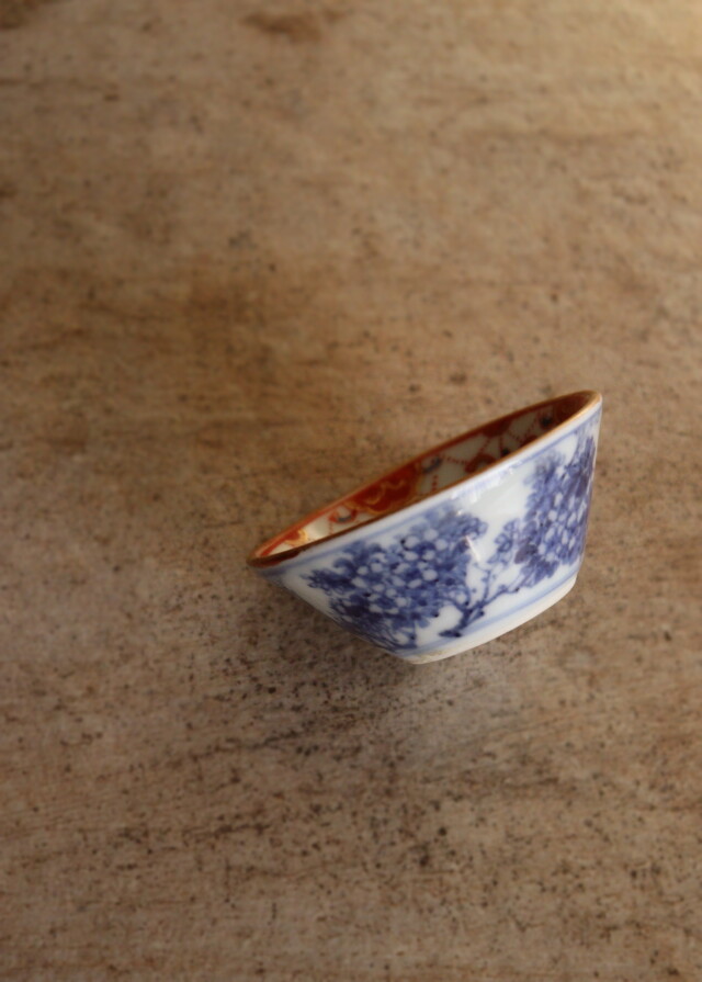 水越与三兵衛作 色絵瓔珞紋見込 酒盃 京焼 酒器