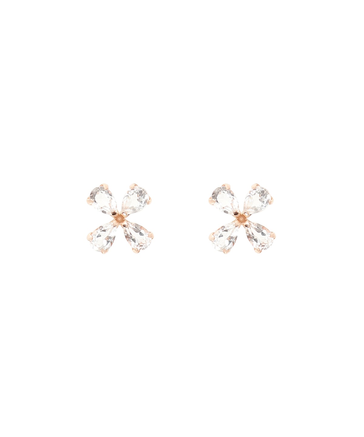 K10 PG ホワイトトパーズ フラワーピアス ≪11月 誕生石≫(FREE K10