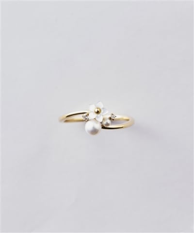 K10 YG フラワーパールリング(7号 K10 イエロー): Samantha Tiara