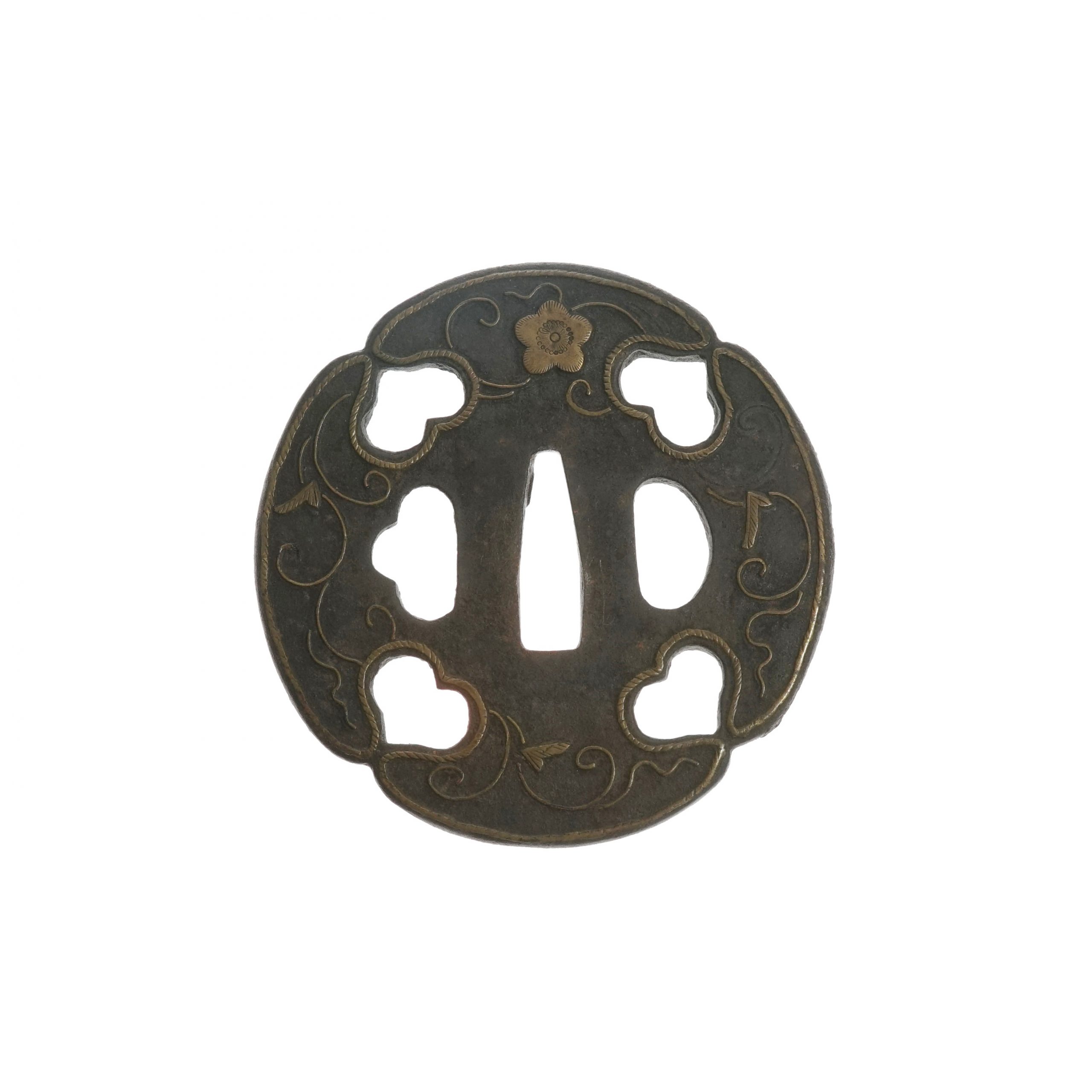 Edo period antique Heianjo Tsuba for Samurai Sword (T-204