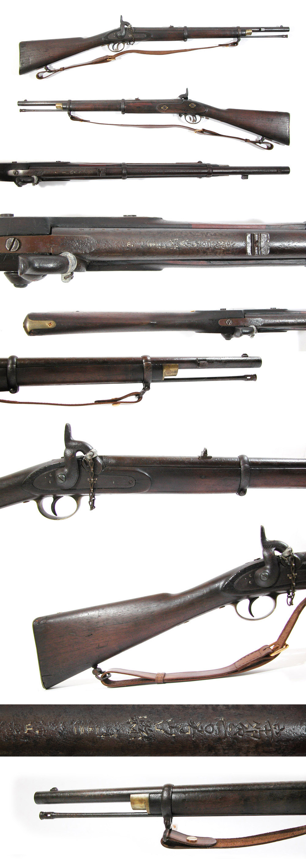 もぐさ入れ、ホンシュウ鹿の鹿角根付 火縄銃、鉄砲隊 江戸期保証