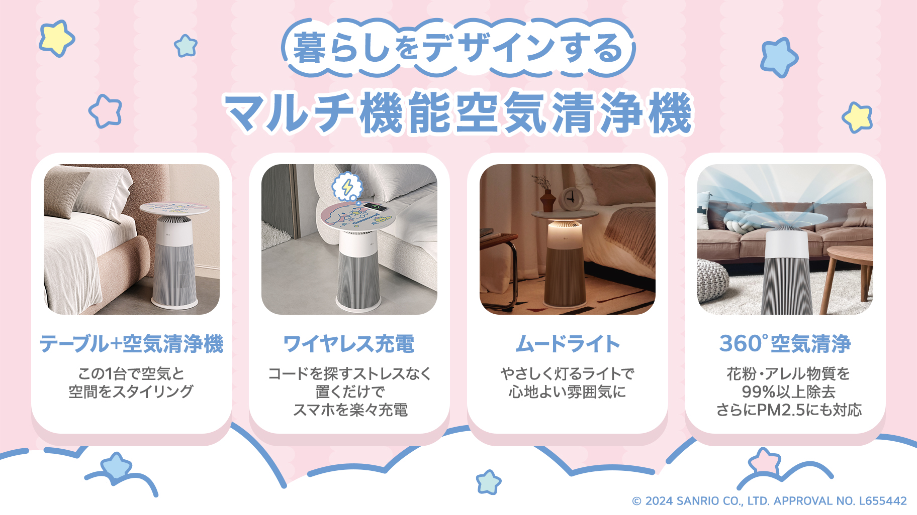 更新】LGの「4in1 マルチ機能空気清浄機」にシナモロール限定モデルが