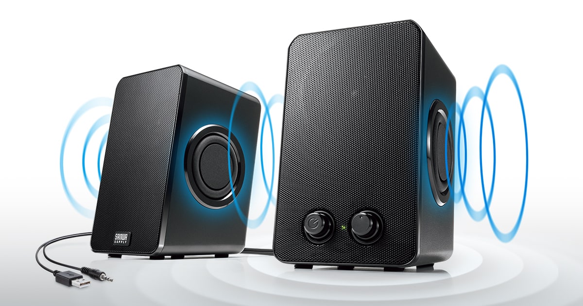 パッシブラジエーターを両側面に搭載し、重低音を楽しめるUSB電源