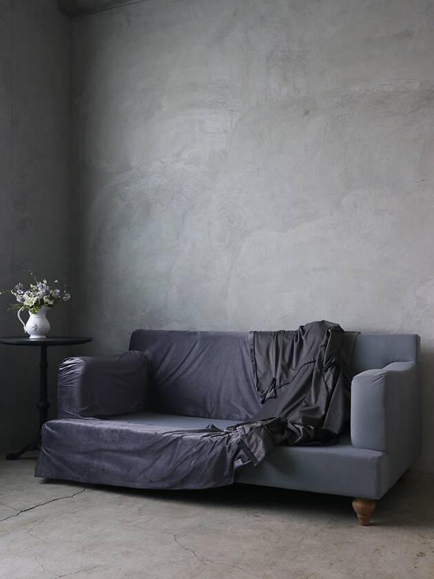 ClassicファブリックソファElsa用替えダークグレーベルベット(背もたれ