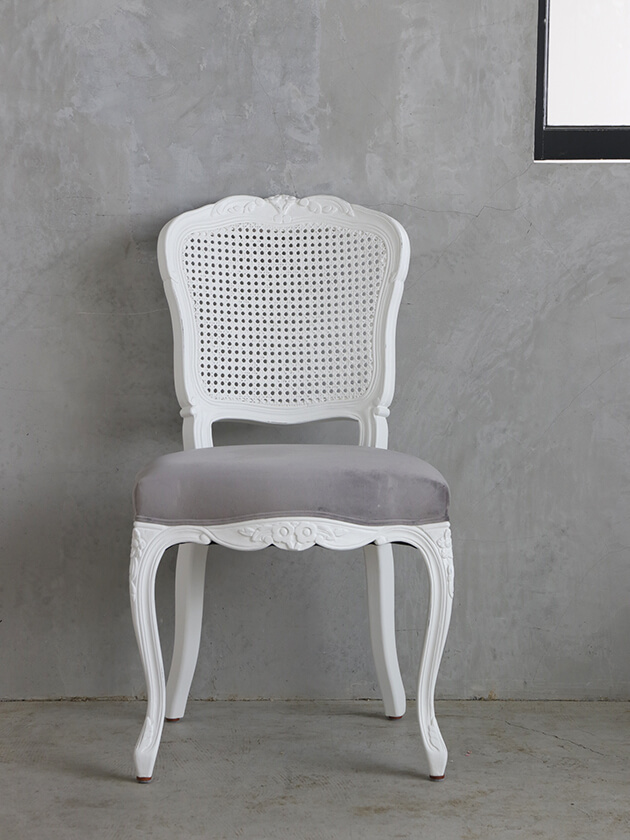 SGDダイニングチェアCHARM BDホワイト&ライトグレーベルベット