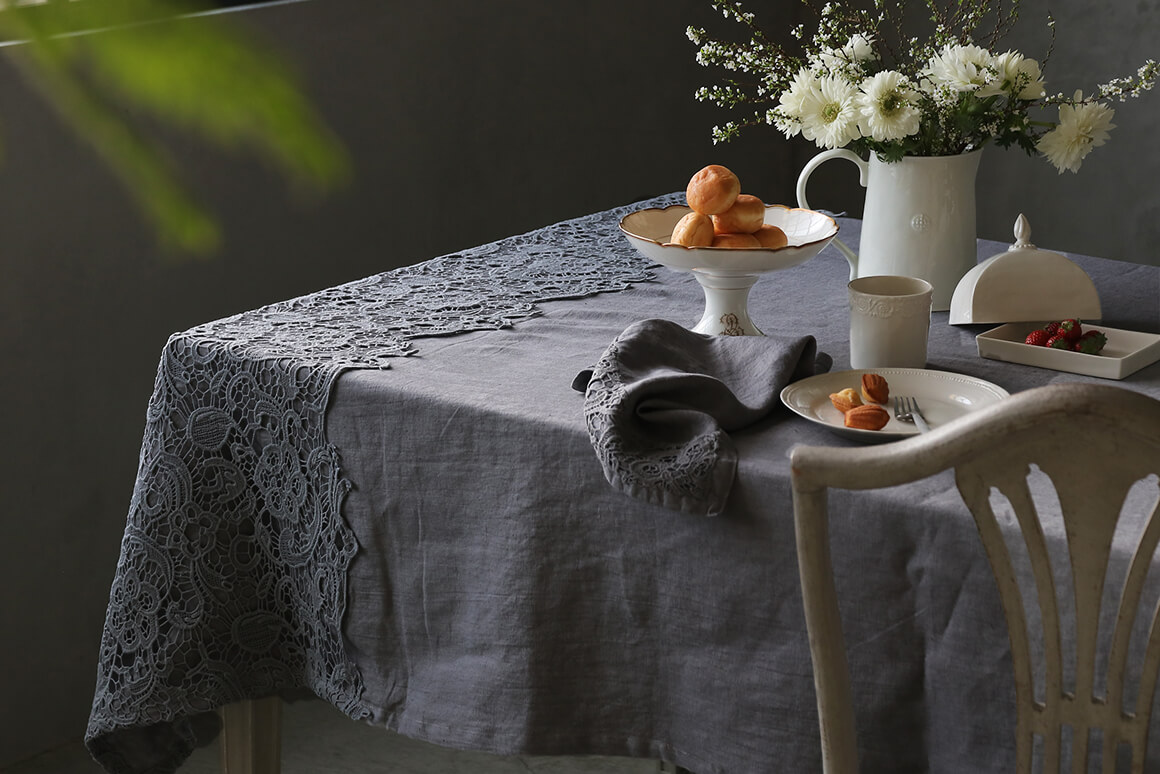 Chez moi シェモア テーブルクロスVeneziaライトグレー テーブル掛け