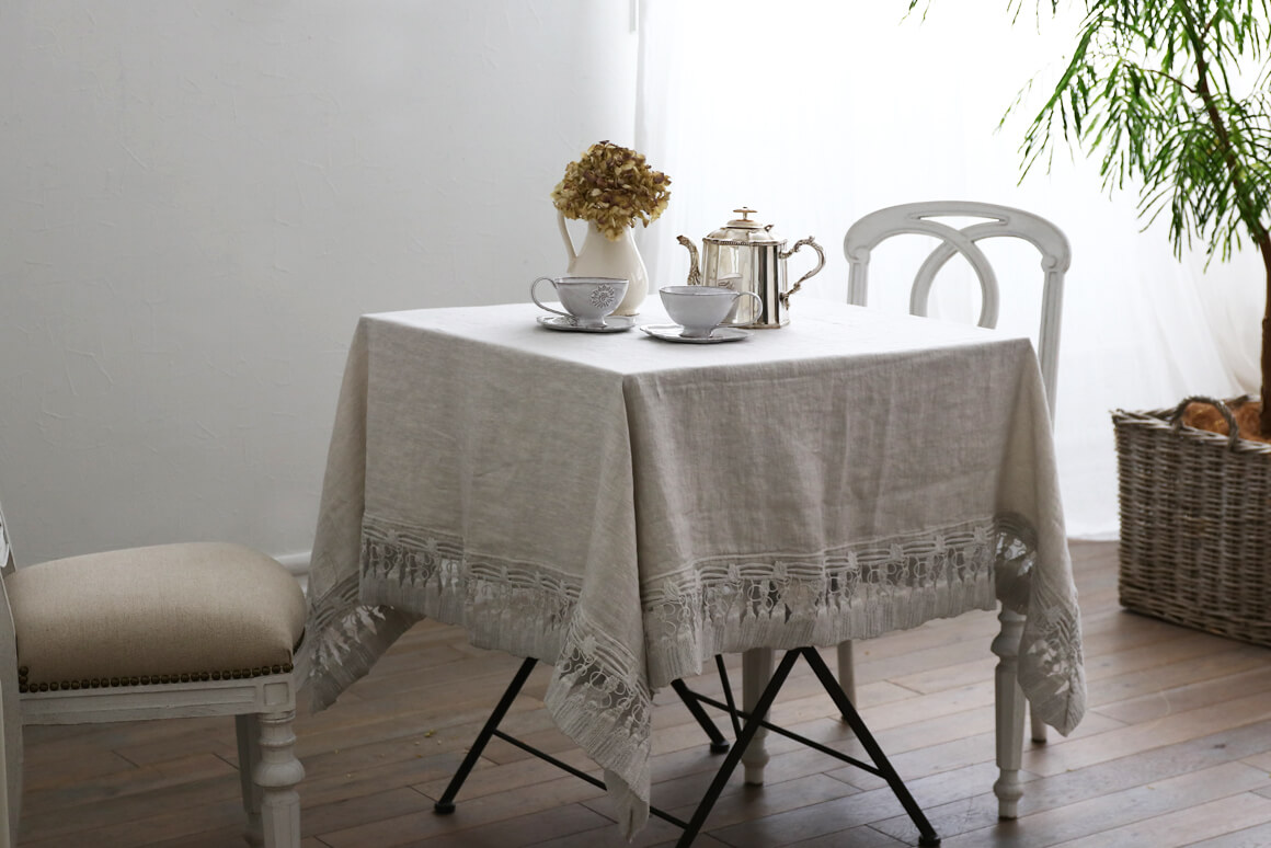 Arte PuraテーブルクロスNAPPINEレース スクエア ライトグレー