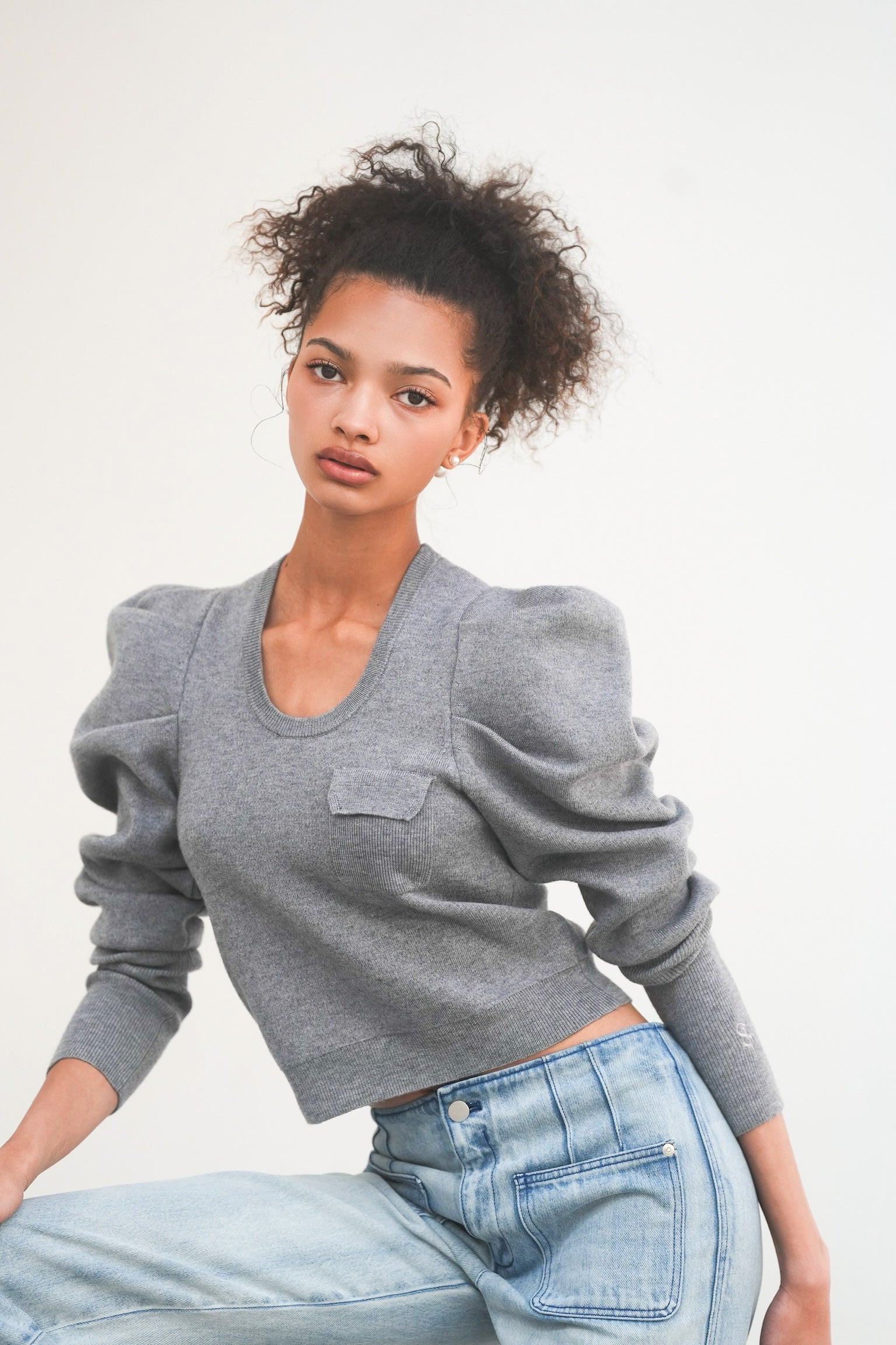 sh power shoulder knit tops – shéller / シェリエ