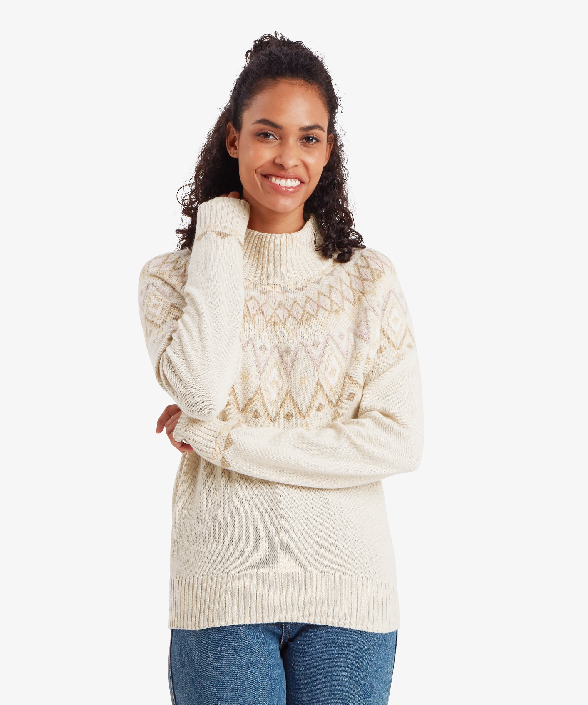 Women's Indu Mock Neck Sweater Cream | Sherpa Adventure Gear