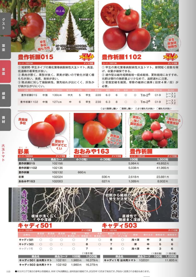 トマト種子】 ダイヤ交配（トキタ種苗） 黄化葉巻病耐病性「豊作祈願