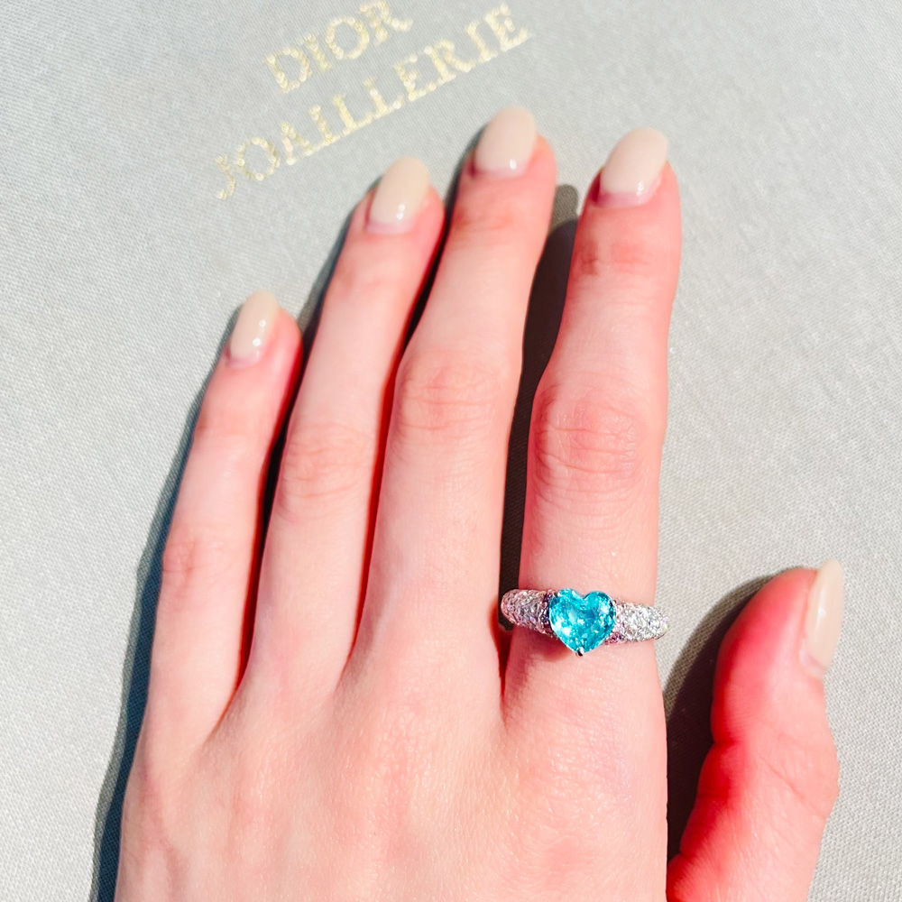 HANDMADE】PT950 パライバトルマリン 1.49ct ピンクダイヤモンド 0.13