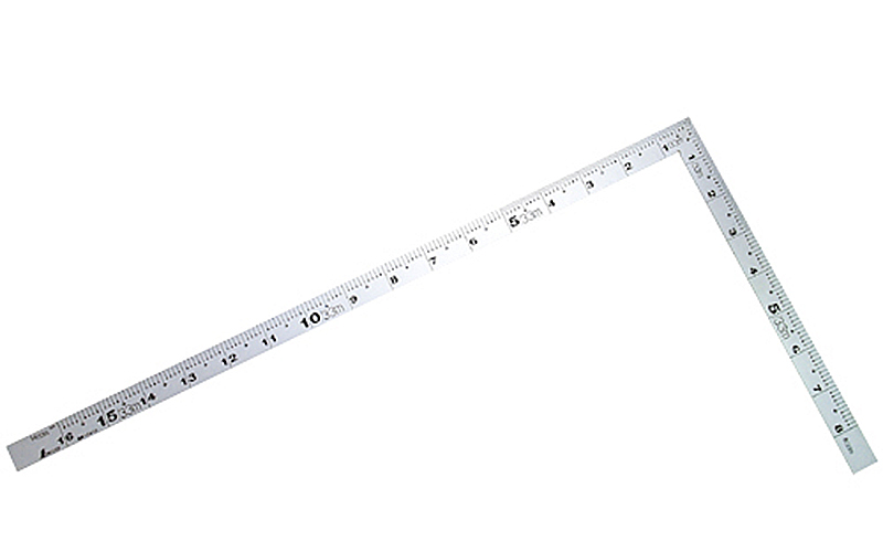 曲尺厚手広巾 シルバー 1尺6寸表裏同目 4段目盛 - シンワ測定株式会社