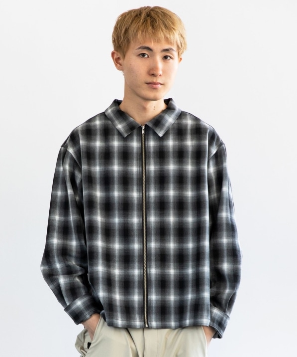 City Ambient Products: オンブレ チェック シャツ ジップ アウター