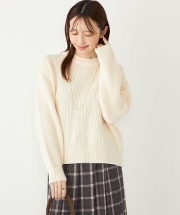 BATONER:ソリッド ウール リブ クルーネック カーディガン｜ SHIPS