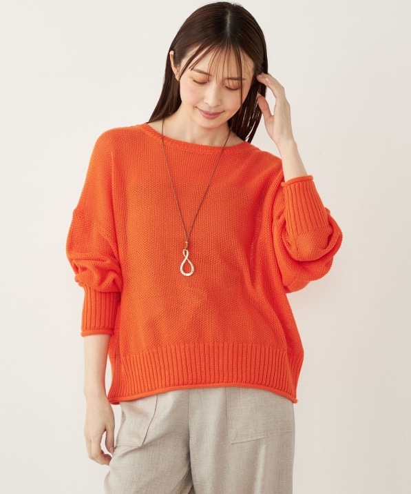 SHIPS Colors:〈手洗い可能〉ペーパーライク ボートネック ニット プル