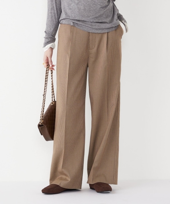 SHIPS Colors:〈洗濯機可能〉裏起毛 チェック ワイド パンツ｜ SHIPS