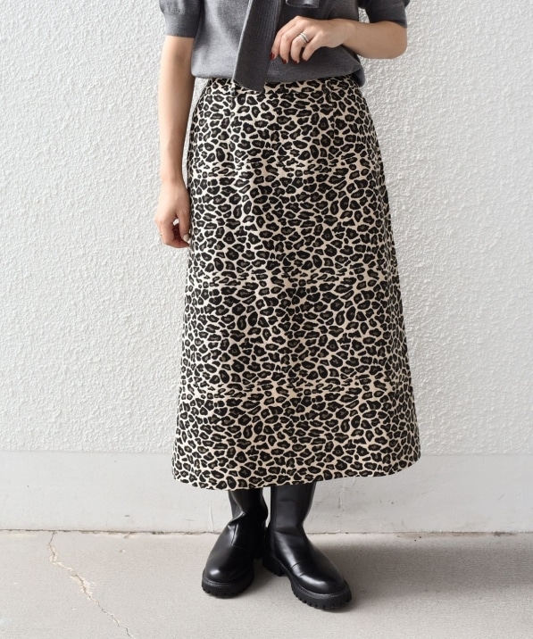 SHIPS Colors:〈手洗い可能〉レオパード ジャカード スカート｜ SHIPS