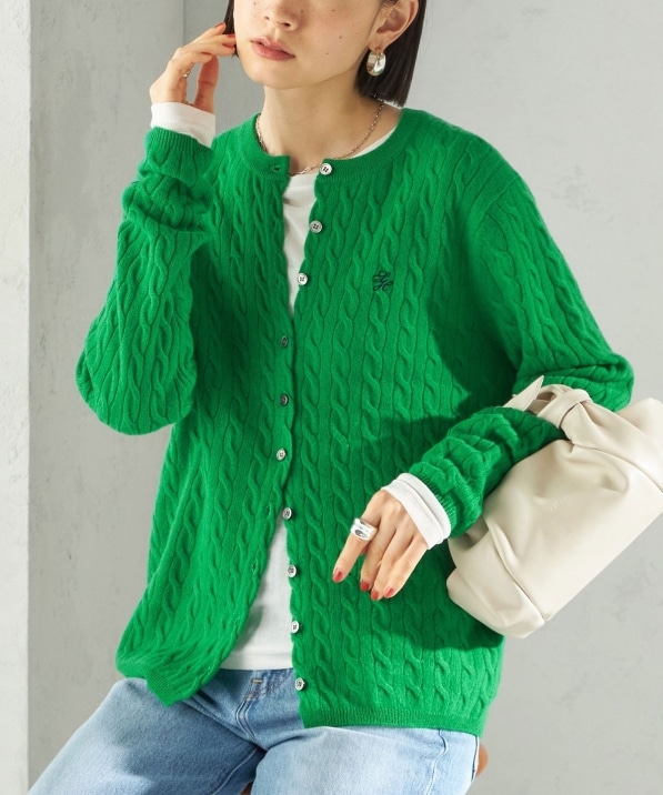 カシミヤ 細 ケーブル クルーネック カーディガン｜ SHIPS 公式サイト