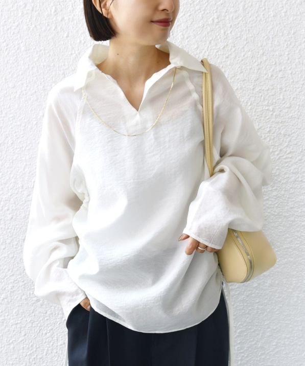 WEB限定】〈洗濯機可能〉シアー ハイネック 2WAY ブラウス｜ SHIPS