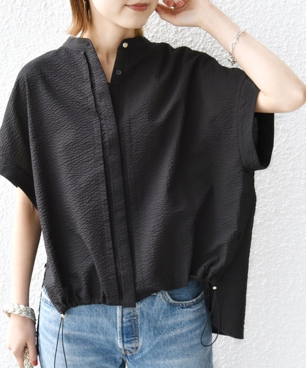 一部追加予約》〈手洗い可能〉サッカー 裾 ドロスト ドルマン ブラウス