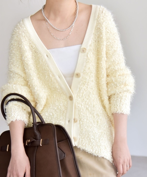 quaranciel:〈手洗い可能〉ネップツイード Vネック ニット