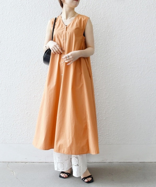 SHIPS any:〈洗濯機可能〉ポプリン Vネック Aライン ノースリーブ