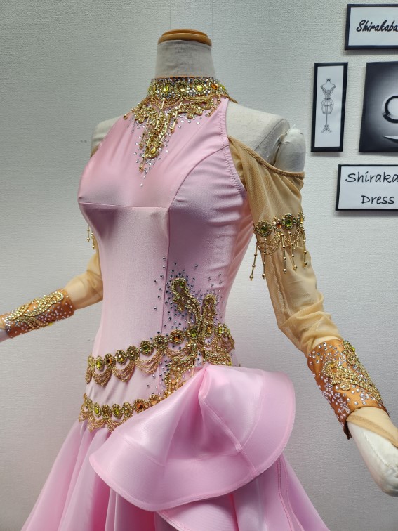 試着・レンタル・購入】ベビーピンクの露出を抑えたラテン用社交ダンス
