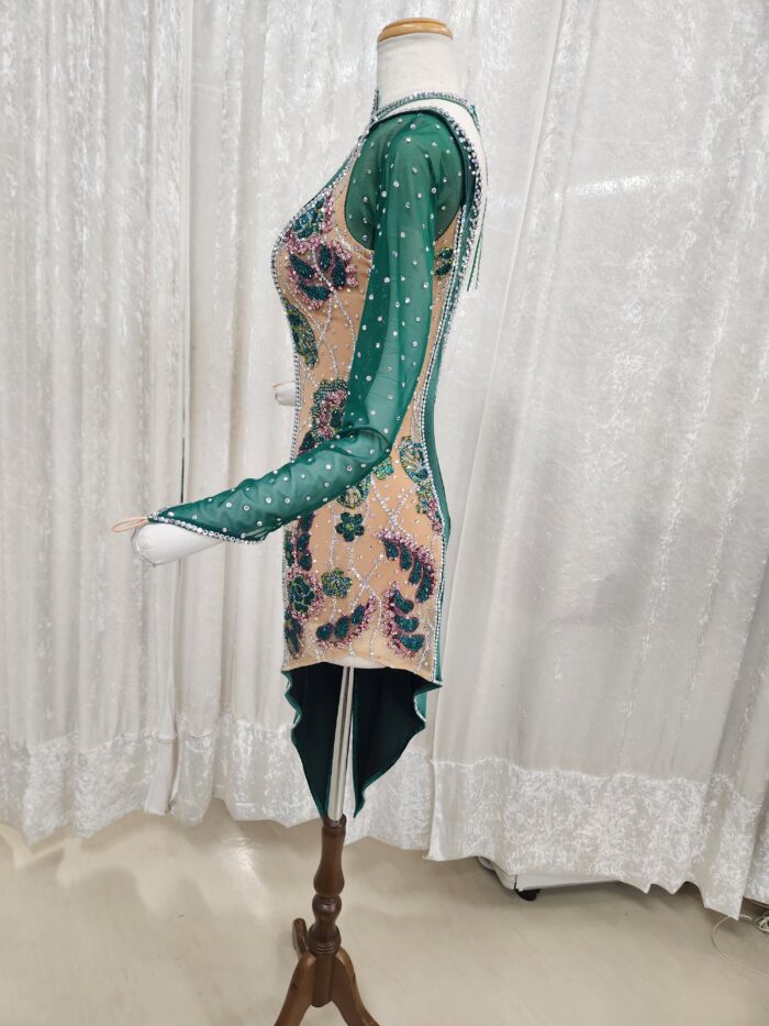 試着・レンタル・購入】社交ダンスドレス ダークグリーン Mサイズ